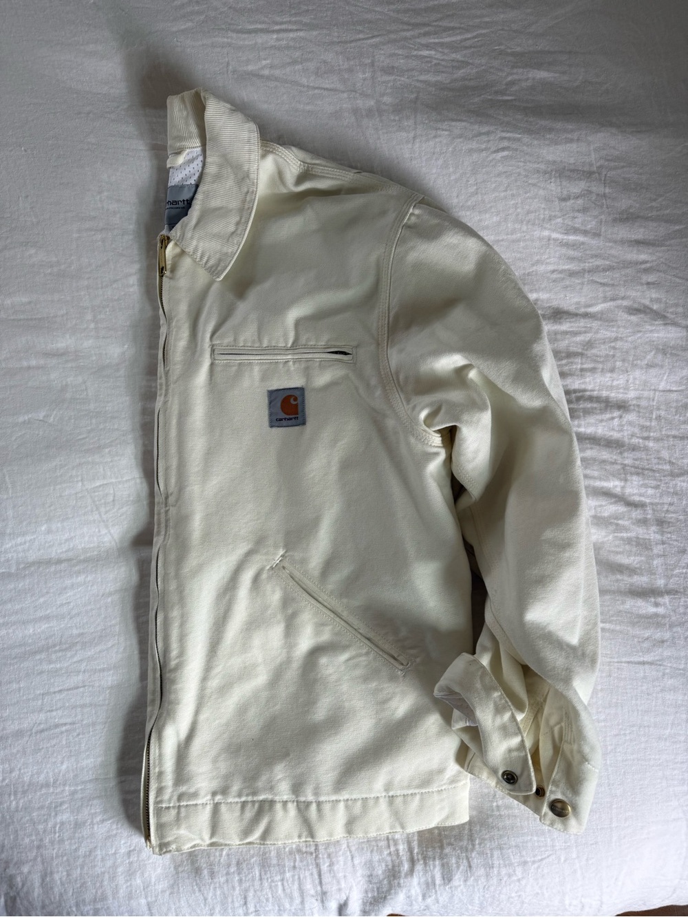 Carhartt Men's Off-White Work Jacket with Logo Patch